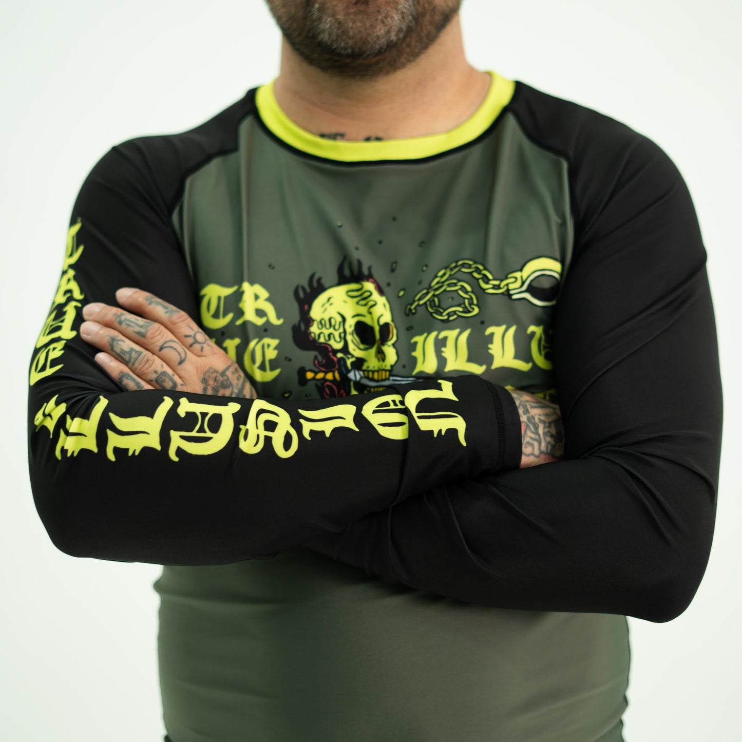 True Illusion Long Sleeve Rash Guard - Fire Skull