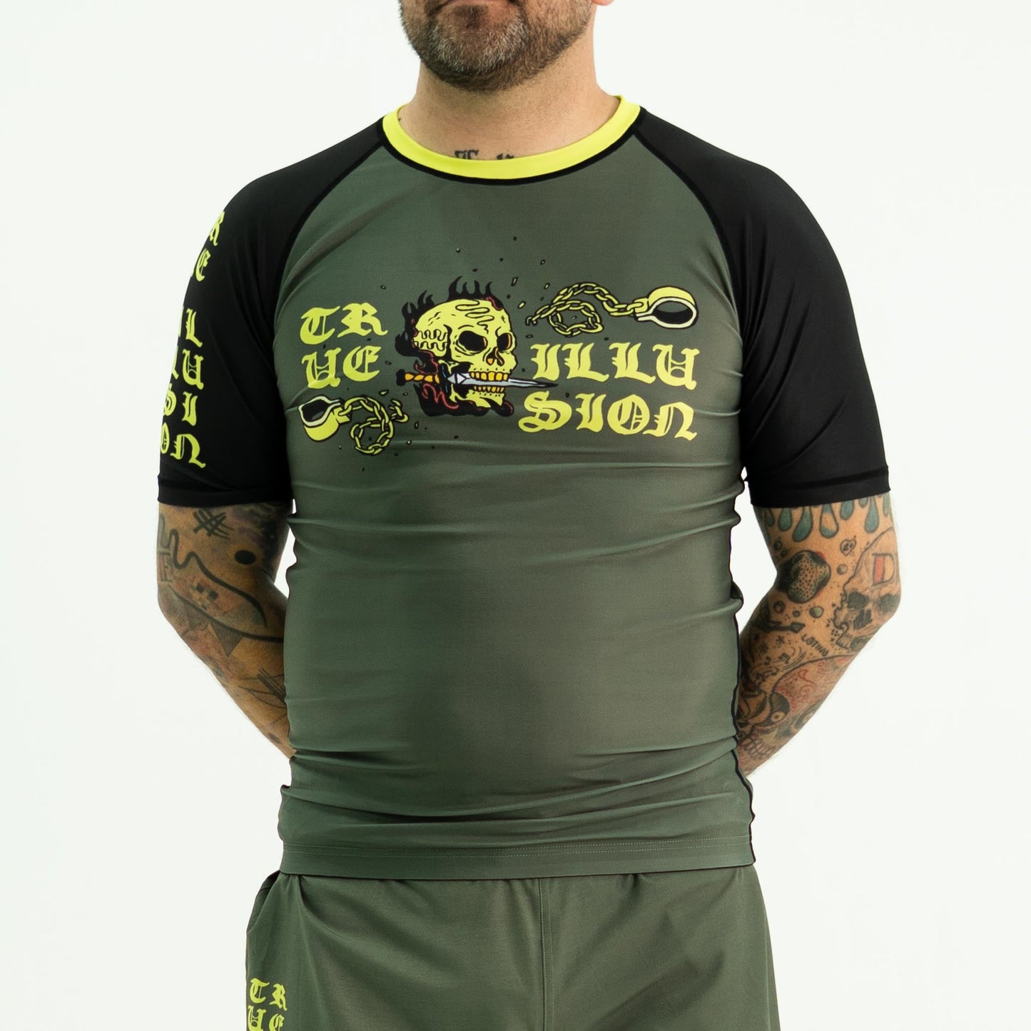 True Illusion Short Sleeve Rash Guard - Fire Skull